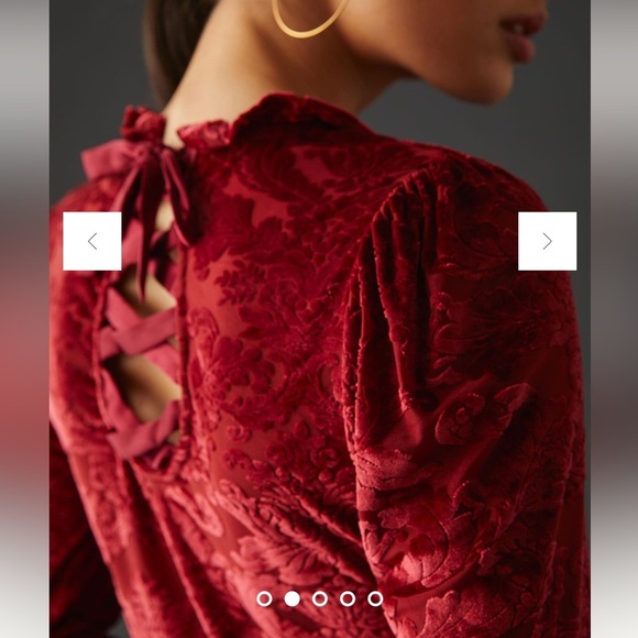 By Anthropologie Sheer Velvet Burnout Top size small - Picture 3 of 14